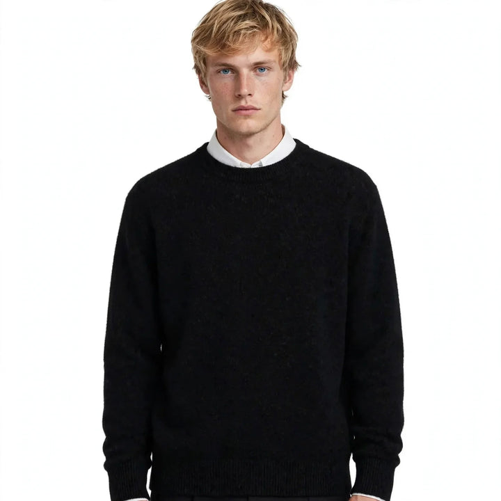 Men's crew neck jumper with contrasting collar and long sleeves