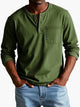 Men's plain grandad shirt with mandarin collar, buttons and chest pocket