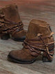 Women's braided lace-up ankle boots with a block heel