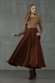 Women's full flared midi skirt with high waistband and flowing folds
