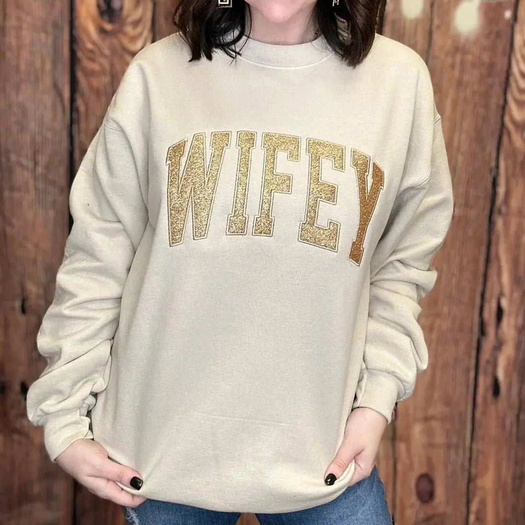 Black graphic Mom sweatshirt with raised lettering