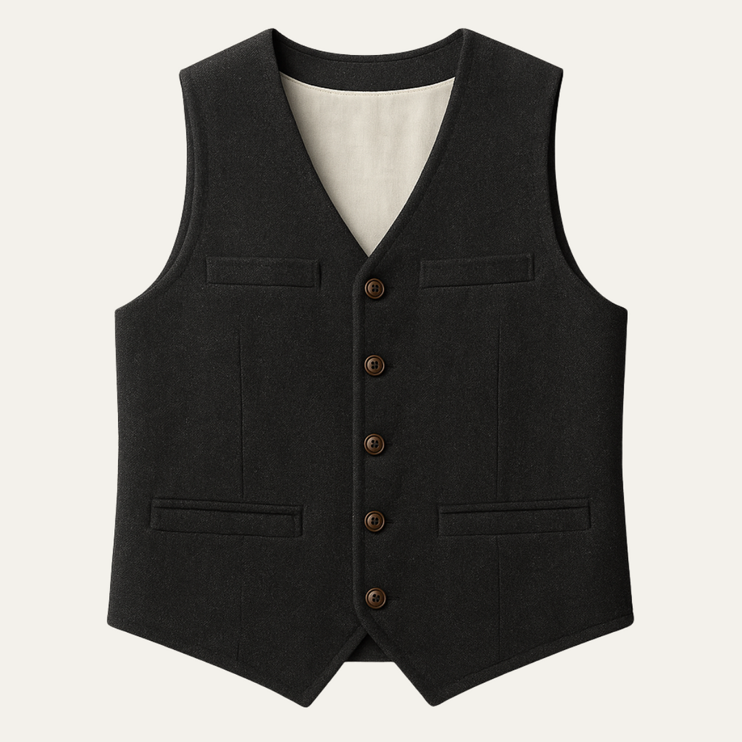 Men's button-up V-neck waistcoat with front pockets