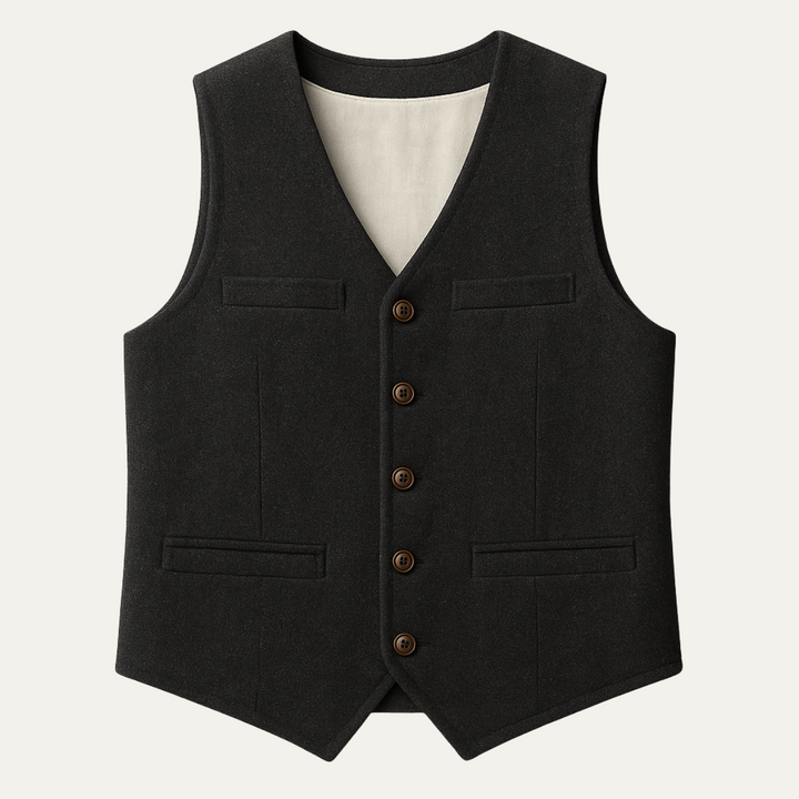 Men's button-up V-neck waistcoat with front pockets