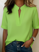 Women's Collared Blouse - Short Sleeve, Lightweight, Elegant, 7 Colours