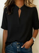 Women's Collared Blouse - Short Sleeve, Lightweight, Elegant, 7 Colours