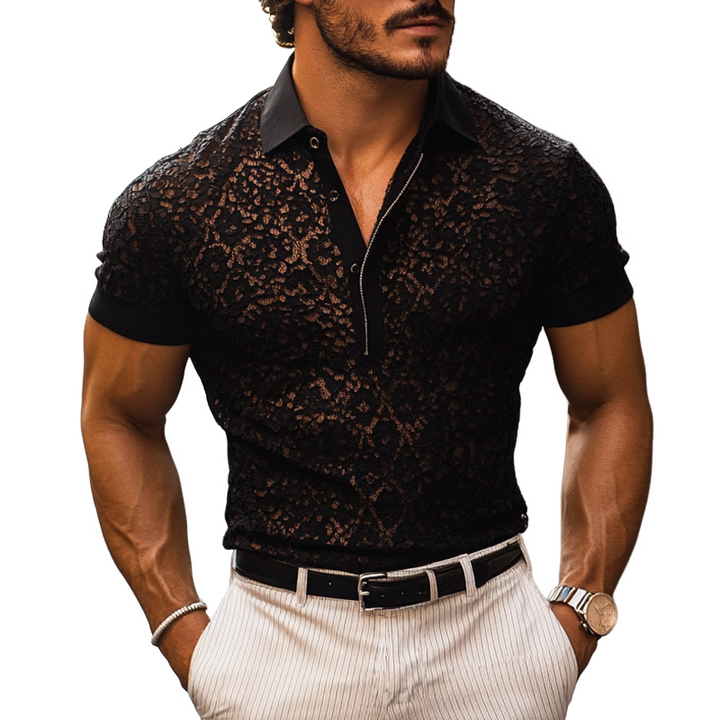 Jaxon | Men's Lace Short Sleeve Polo Shirt