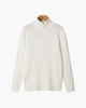 Unisex ribbed half-zip mock-neck sweater shown in white and black