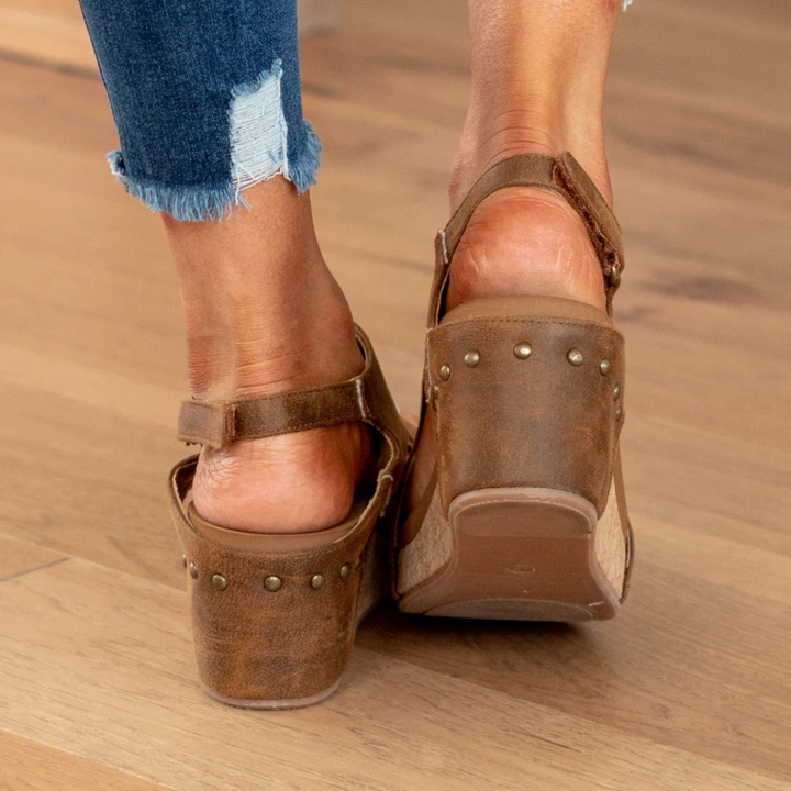 Linda | Suede Wedge Sandals - Image 13