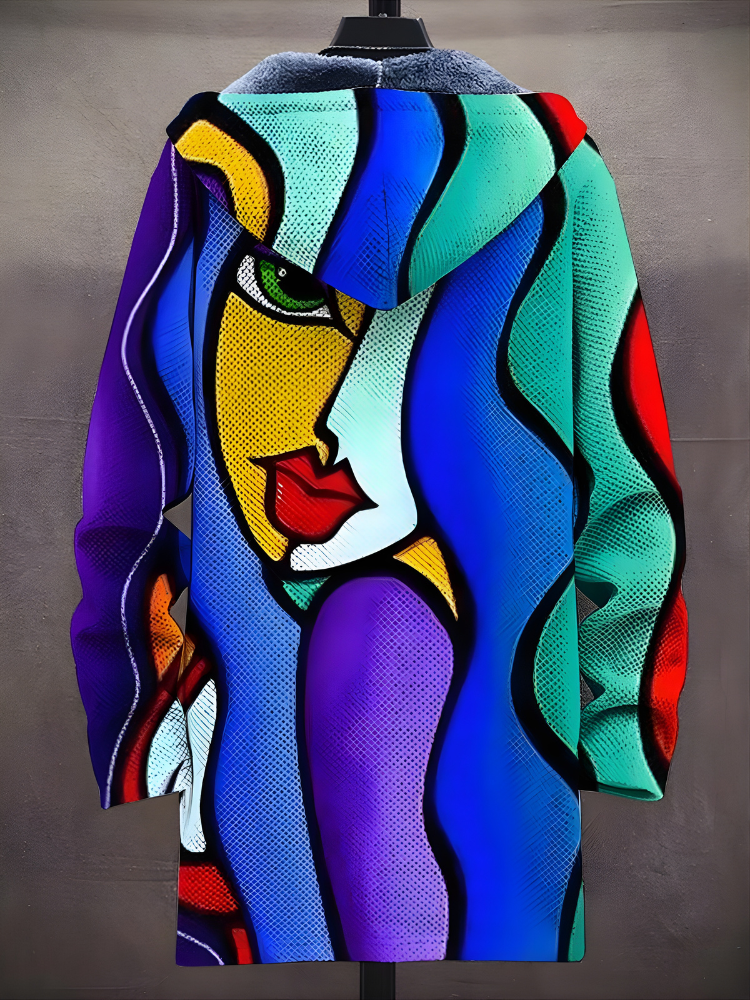 Unisex multicoloured abstract pop art zip-up hoodie with hood and long sleeves
