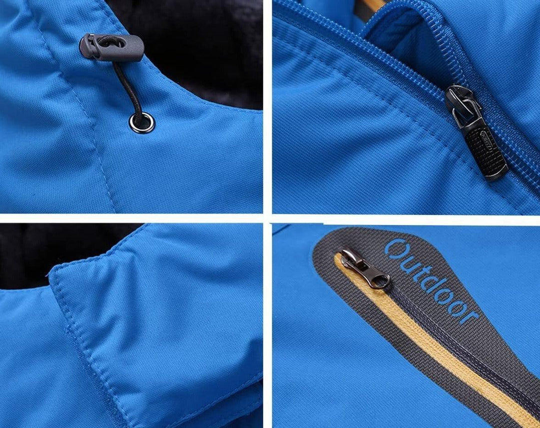 Unisex hooded winter parka with multiple pockets and plush-looking lining