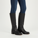 Women's knee-high boots with panelled shafts, rounded toes and block heels