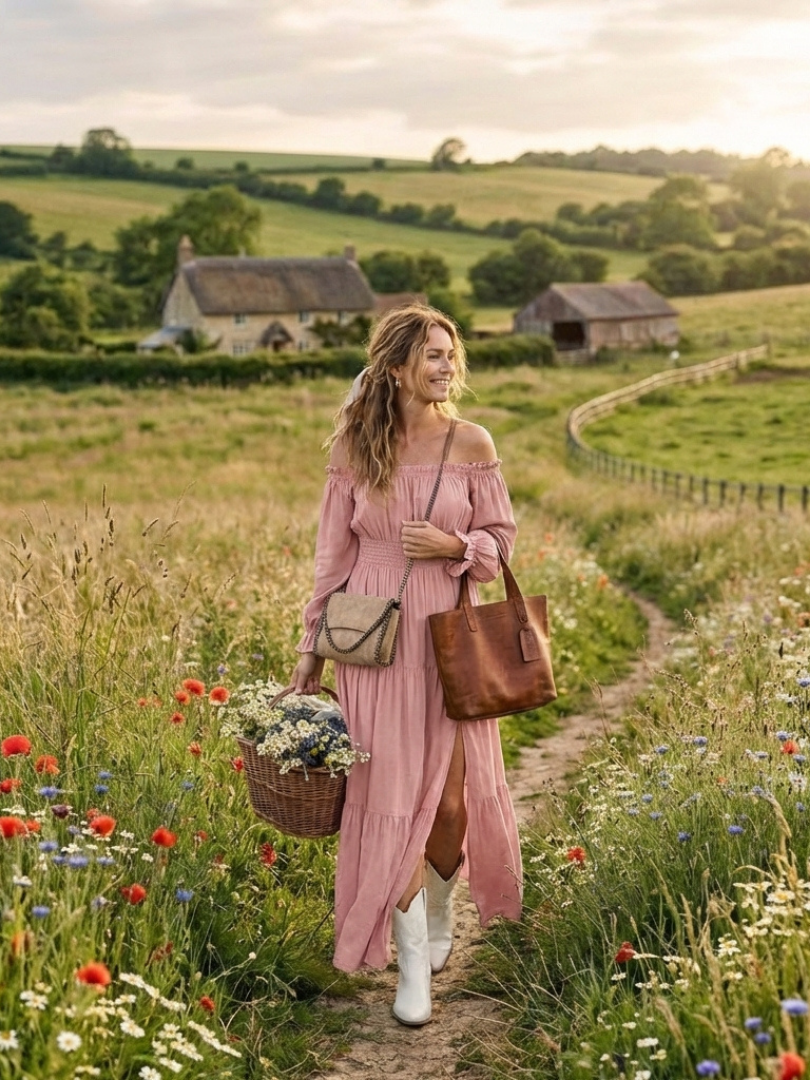 Aveline | Off Shoulder Long Sleeve Smocked Maxi Dress for Women - Image 7