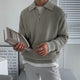 Men's ribbed quarter-zip collared sweater with long sleeves
