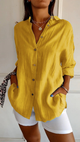 Women's Oversized Button-Down Shirt, Textured Weave