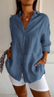 Women's Oversized Button-Down Shirt, Textured Weave