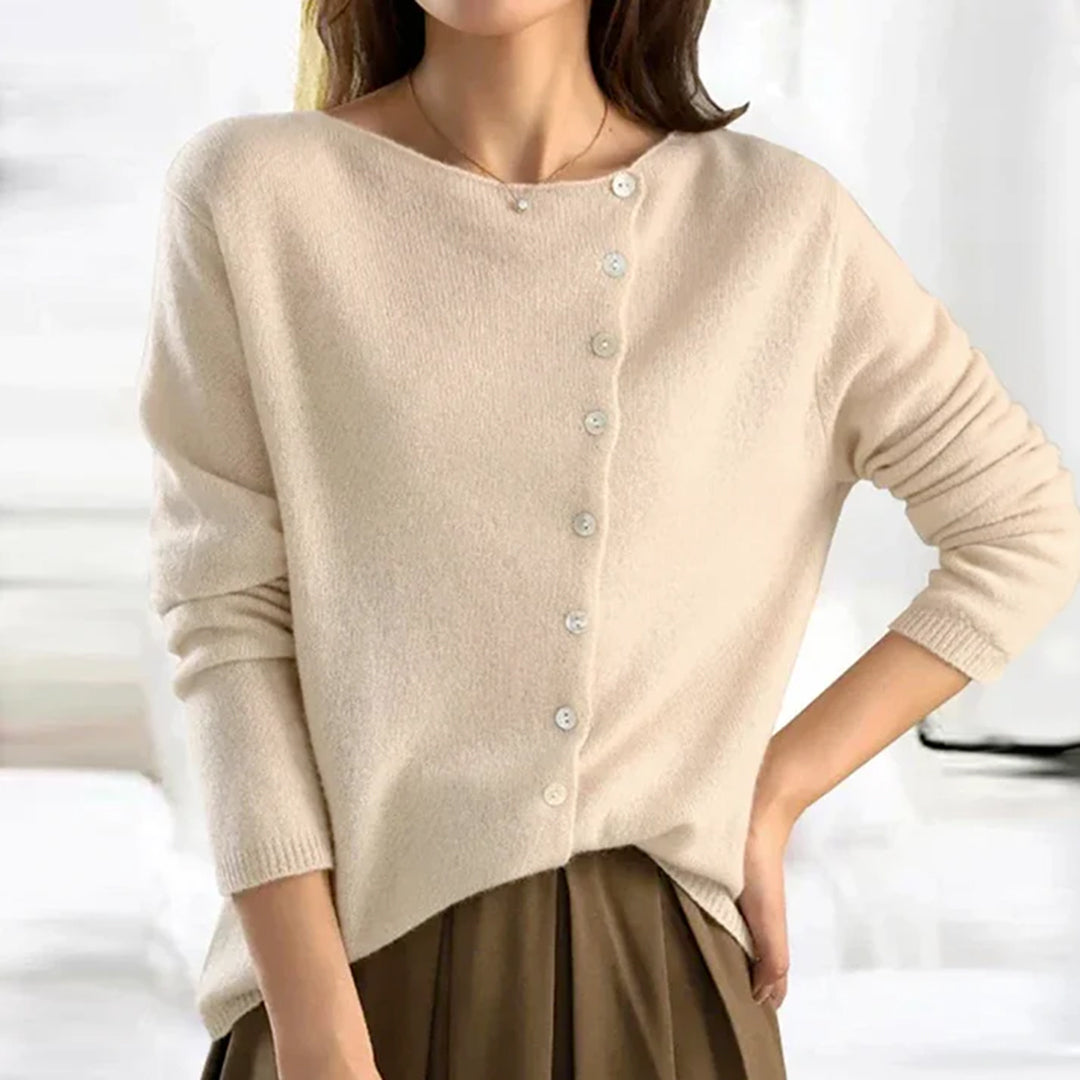 Clara | Women’s Lightweight Stretch Sweater with Buttons - Image 3