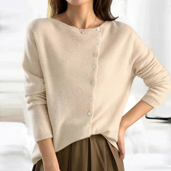Clara | Women’s Lightweight Stretch Sweater with Buttons - Image 3