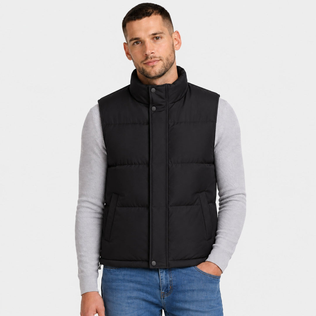 Men's quilted puffer gilet with funnel neck and front pockets