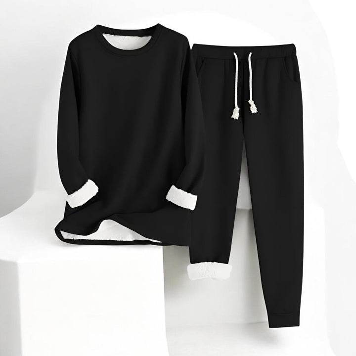 Unisex fleece-style lounge set with crew-neck top and jogger trousers