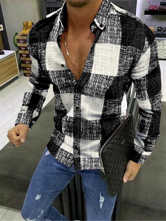 Men's Cotton Blend Plaid Colour Block Shirt