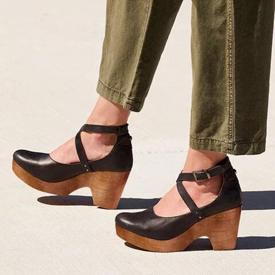 Teresa | Elegant Wedge Heels with Closed Toe & Ankle Strap - Image 1