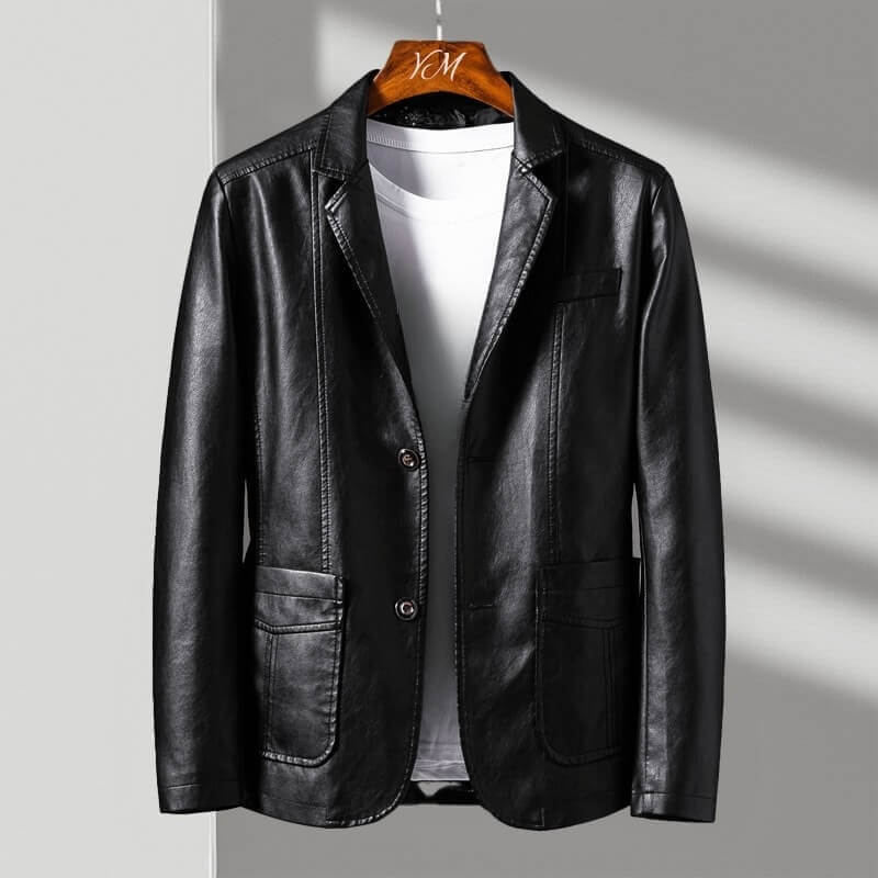 Men's blazer jacket with notched lapels, long sleeves and patch pockets