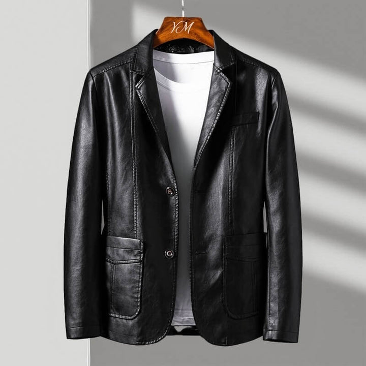 Men's blazer jacket with notched lapels, long sleeves and patch pockets