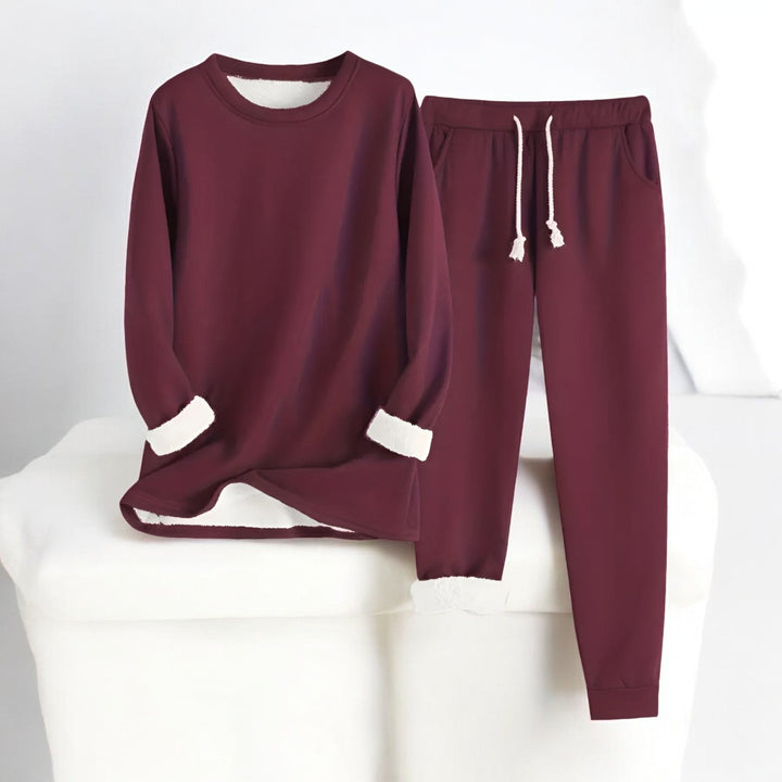Unisex fleece-style lounge set with crew-neck top and jogger trousers