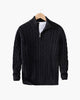 Men's cable knit quarter zip sweater with stand collar