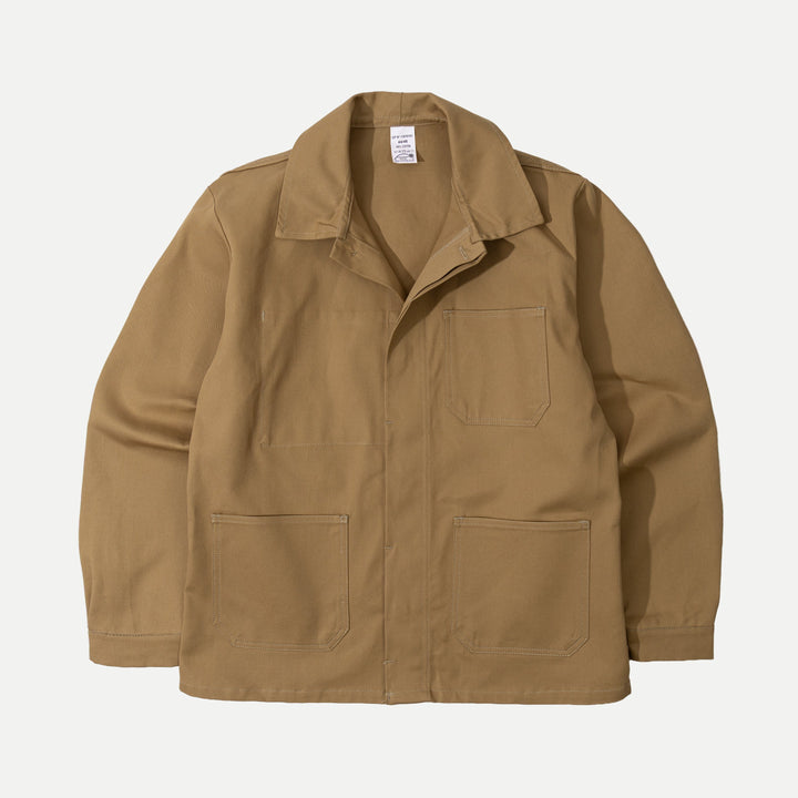 Men's brown utility jacket with four patch pockets