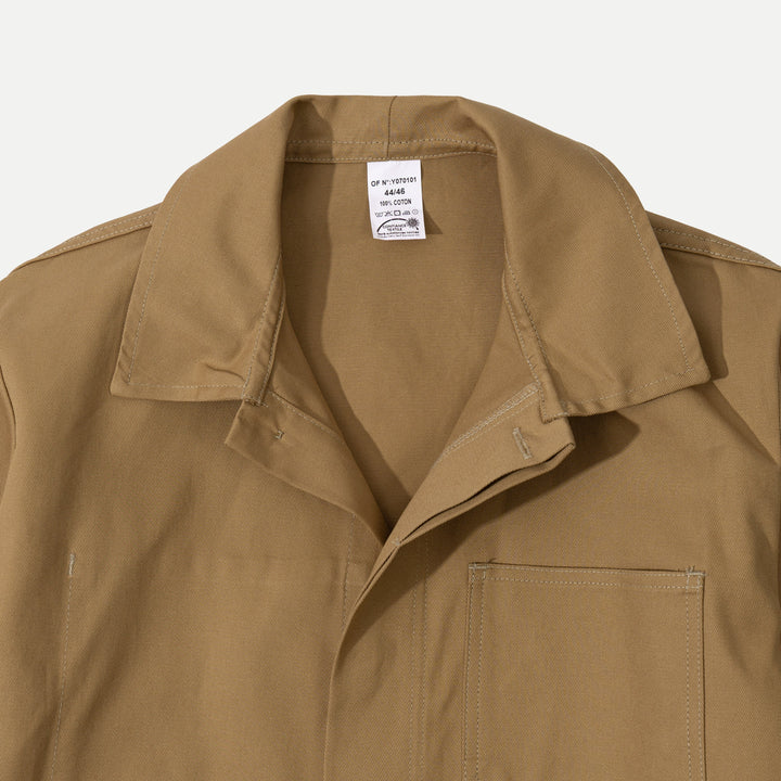 Men's brown utility jacket with four patch pockets