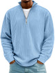 Men's ribbed half-zip sweater with mock neck and long sleeves