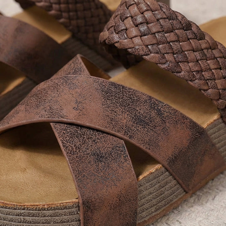 Women's Platform Sandals — Crossed Braided Strap Boho Summer Sandals