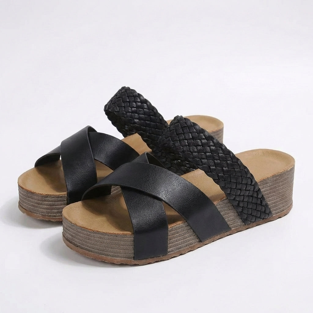 Women's Platform Sandals — Crossed Braided Strap Boho Summer Sandals