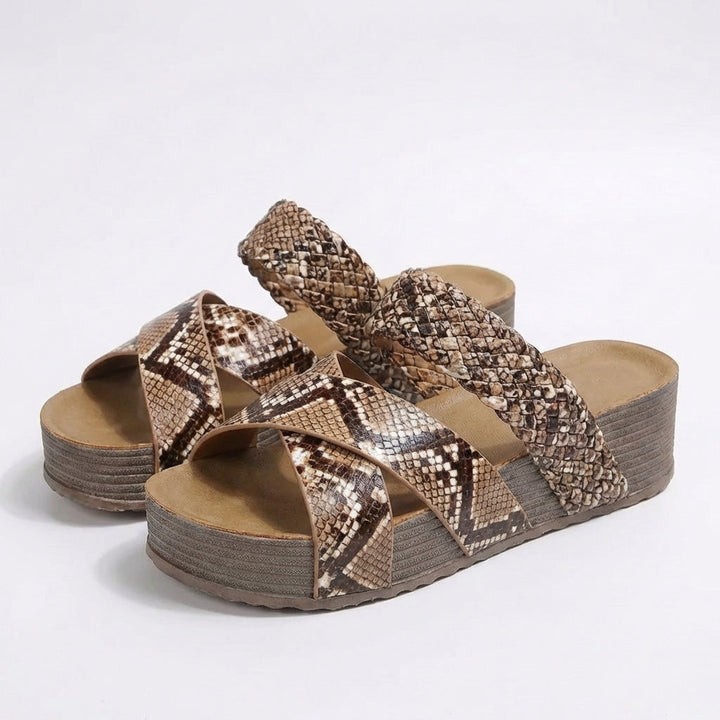 Women's Platform Sandals — Crossed Braided Strap Boho Summer Sandals