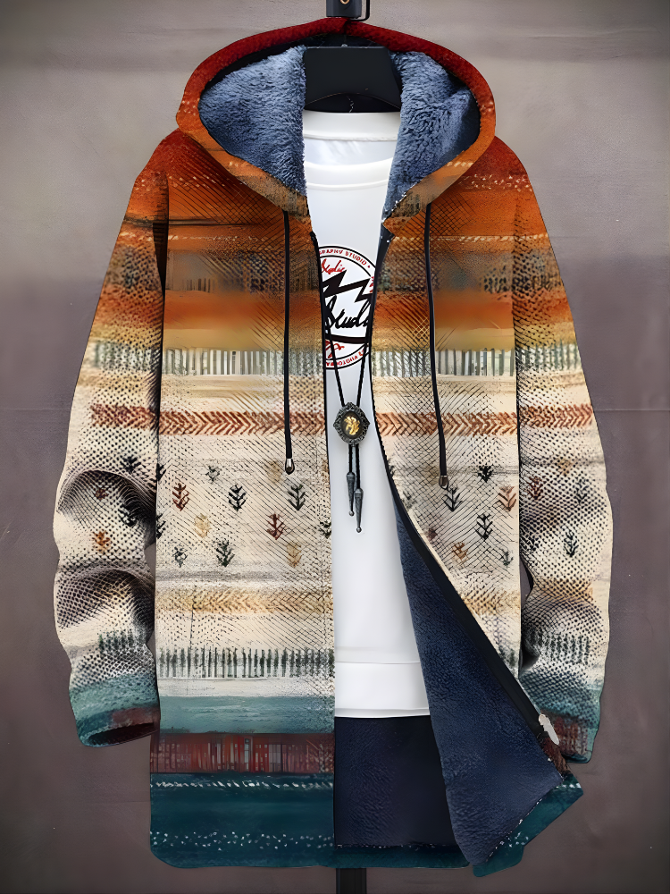 Unisex multicoloured abstract printed zip-up hoodie with hood and long sleeves
