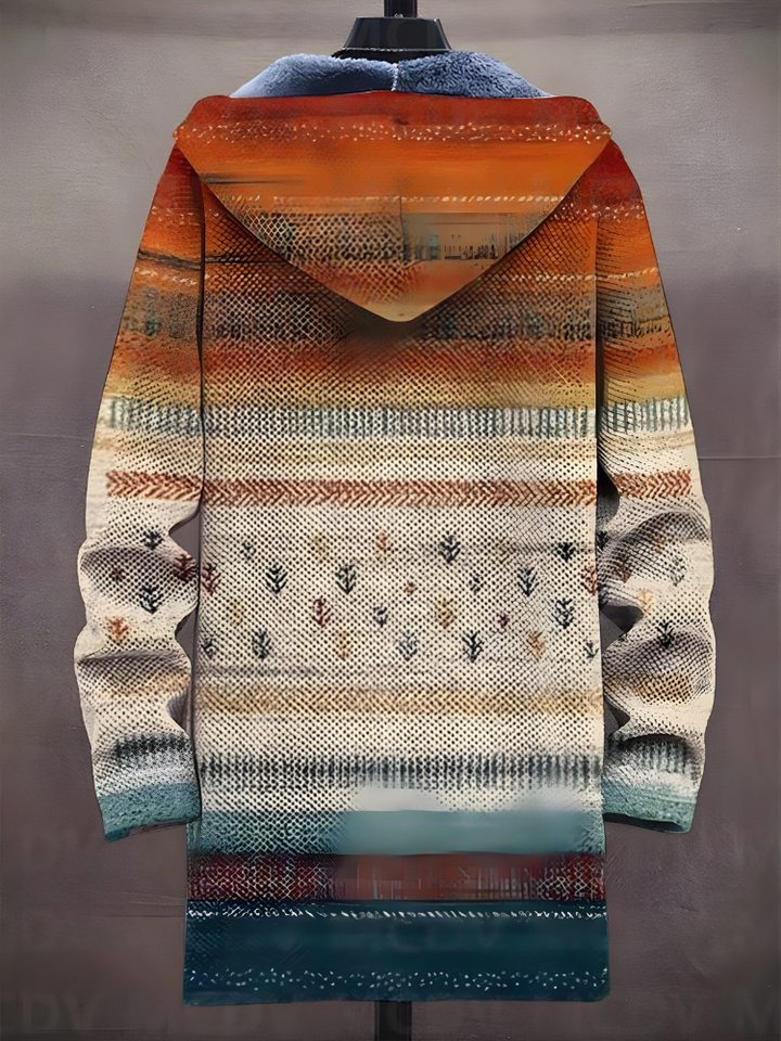 Unisex multicoloured abstract printed zip-up hoodie with hood and long sleeves