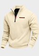 Men's plain half-zip sweatshirt with mock neck and long sleeves