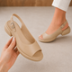 Women's Leather Sandals - Open Toe, Flat Sole, Wide Straps, Sizes UK 3-8
