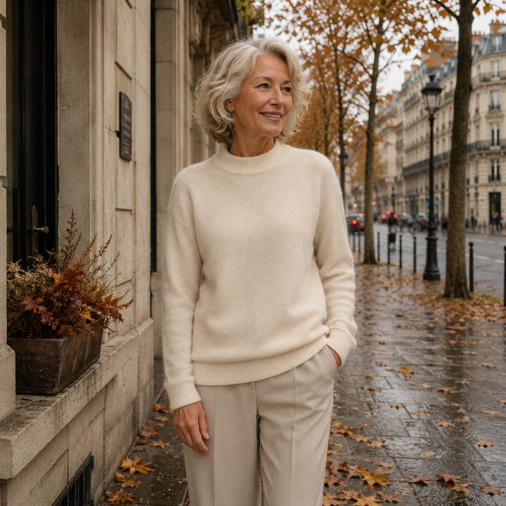 Plain high neck jumper with long sleeves and ribbed trims