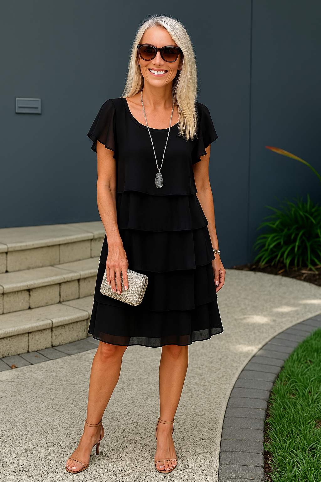 Karen | Women’s Short Sleeve Layered Midi Dress - Image 6