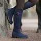 Women's knee-high boots with buckle strap, side zipper and lug sole