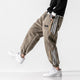 Fleece jogger pants with striped side panels and ribbed cuffs