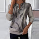 Women's multicoloured abstract pattern sweatshirt with long sleeves and half-zip crew neckline