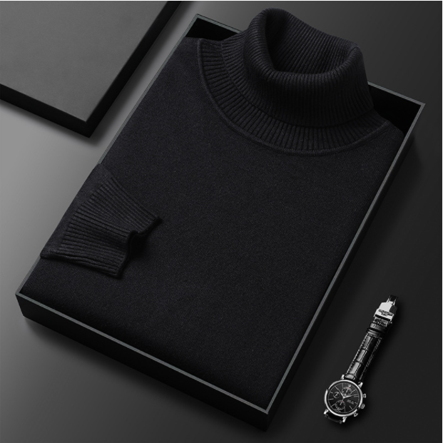 Ribbed turtleneck jumper with long sleeves and high collar