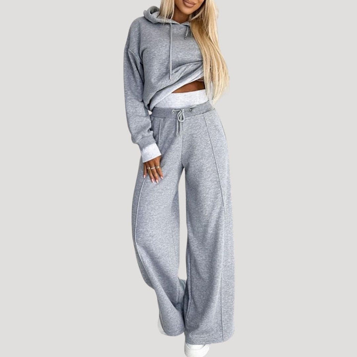 Women's hooded top and wide-leg jogger outfit set