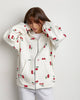 Women's cherry print zip-up hoodie with hood and front pockets