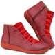 Women's plain lace-up ankle boots with side zip and flat sole