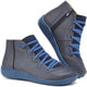 Women's plain lace-up ankle boots with side zip and flat sole