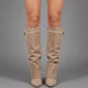 Women's over-the-knee boots with pointed toes, buckle straps and block heels